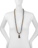 Shanti Pyrite Long Tassel Necklace