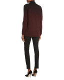 Relaxed V-Neck Ombre-Stitched Cardigan, Black Multi