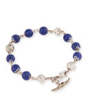 Fu 18K White Gold Lapis & Diamond Ball Bracelet