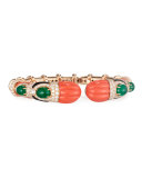 Carved Coral, Onyx & Emerald Bracelet with Diamonds