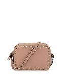 Rockstud Small Zip-Top Camera Bag, Dark Beige