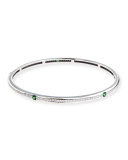 18K White Gold Pavé Diamond Bangle with Tsavorite