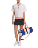 Perforated Boxy Short-Sleeve Sport Tee, White