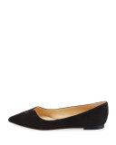 Ruby Pointed-Toe Skimmer Flat, Black