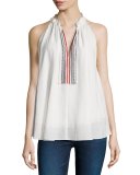Asientos Embroidered Sweep Top, Cream
