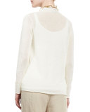 Mini Tape Straight Cardigan, White
