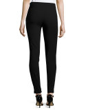 High-Waist Stretch-Knit Pants, Black