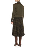Maya Plaid A-Line Skirt, Loden/Purple/Multi