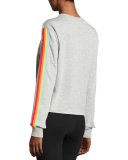 Good Vibes Only Striped Sweatshirt, Gray