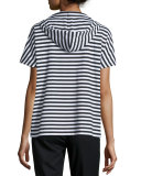 Short-Sleeve Hooded Jacket Tee, Black/Multi