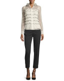 Cuffed Wool-Blend Ankle Pants, Black