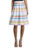 ribbon striped pleated skirt