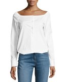 Auriana Stretch-Cotton Off-the-Shoulder Top, White