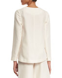 Long-Sleeve V-Neck Tunic, Ivory