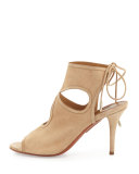 Sexy Thing Suede Cutout Sandal, Neutral
