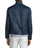Tonal Camo-Print Zip Nylon Jacket, Midnight