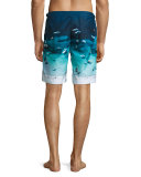 Dane Boat-Print Swim Trunks, Blue
