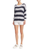 Patch Mid-Rise Shorts, Optic White
