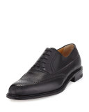 Wing-Tip Leather Oxford Shoe, Black