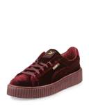 Men's Velvet Creeper Sneakers, Dark Red