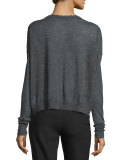 Distressed Slub-Knit Cashmere Sweater, Charcoal