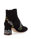 Liliana Embroidered Suede Bootie, Black