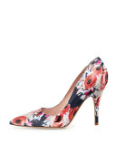 licorice floral pointed-toe pump, multi