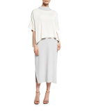 Sleeveless Wool-Blend Long Dress, Lunar Rock, Plus Size