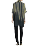 Exotic Elements Open-Front Cardigan, Moss/Black