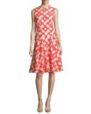 Sleeveless Godet A-Line Dress, Coral/Blush