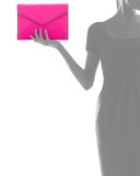 Leo Saffiano Envelope Clutch Bag, Flamingo