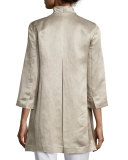 High-Collar Satin Coat, Natural