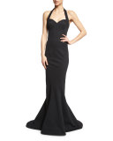 Halter-Neck Mermaid Gown, Black