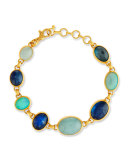 Amulet Hue Mixed Cabochon Chain Bracelet, Blue