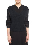 Fisher Project V-Neck Organic Cotton Tape Box Top, Black