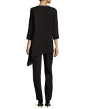 Mini-Pleated Knit Pants, Black