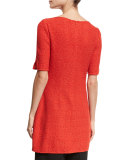 Ratana Knit Bateau-Neck Half-Sleeve Top, Red