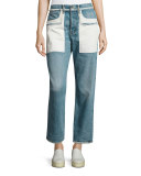 Inside-Out Oversized Boyfriend Jeans, Light Blue