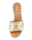 Warren Platform Cork Wedge Slide Sandal, Beige