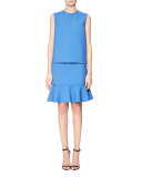 Flounce-Hem Miniskirt, Blue