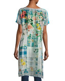 Plaid Silk-Georgette Long Tunic