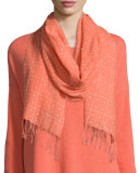 Jamdani Hand-Loomed Scarf, Guava