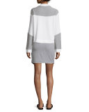 Asher Drawstring-Waist Split-Front Skirt, Heather Gray