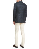 Hawthorne Windowpane Two-Button Sport Coat, Royal Emerald