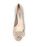 Suede Buckle-Toe 55mm Pump, Agrilla