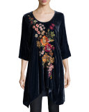 Michelle Embroidered Velvet Tunic 