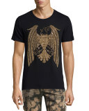Golden Embellished Eagle Logo T-Shirt, Black