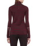Long-Sleeve Cashmere/Silk Mock-Neck Pullover, Mangosteen/Aubergine