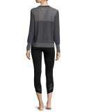 Serene Mesh-Inset Long-Sleeve Sport Top