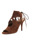 Sexy Thing Suede Cutout Sandal, Chocolate